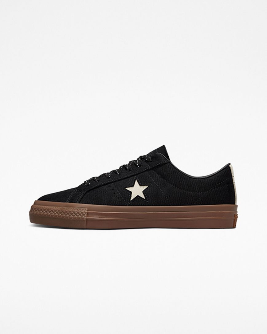 Bascheți Barbati Converse One Star Pro Cordura Panza Negrii Albi | RO FO0VP397